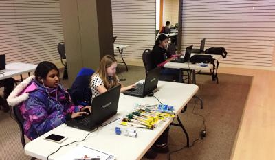 Coding workshop  students working – Hour of code actvities