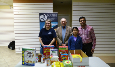 Food Raised for Food Bank – Chelsea Pukanich, Sudhir Jha, Esaw Jha, and Brian George